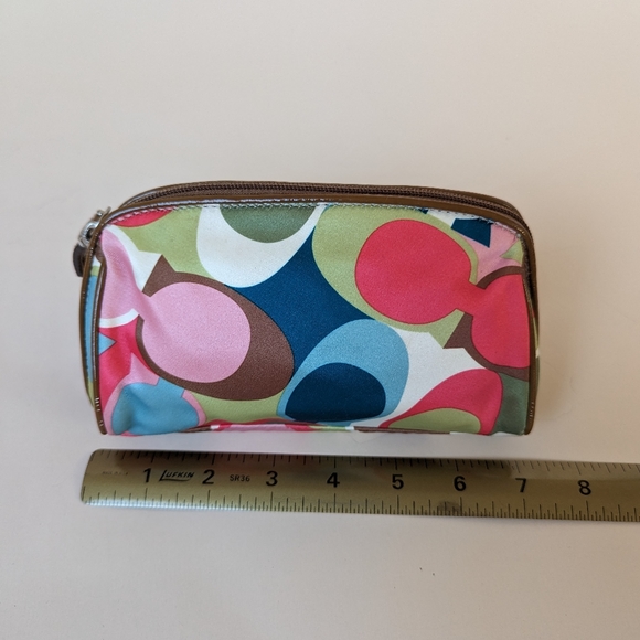 Coach Cosmetic Satin Pouch Multicolor Scarf Print - Picture 11 of 12